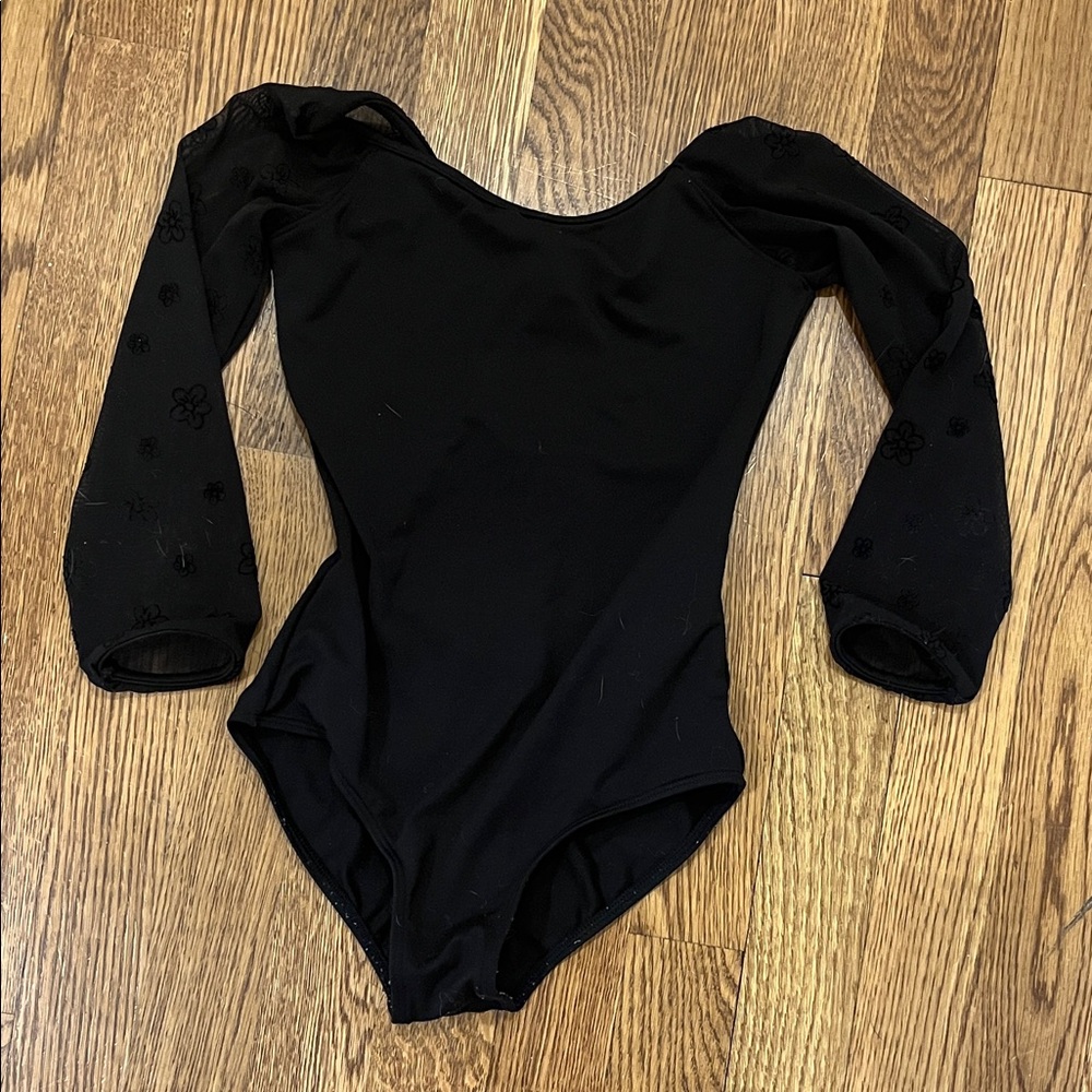 Black Long Sleeve Kids Dance Leotard